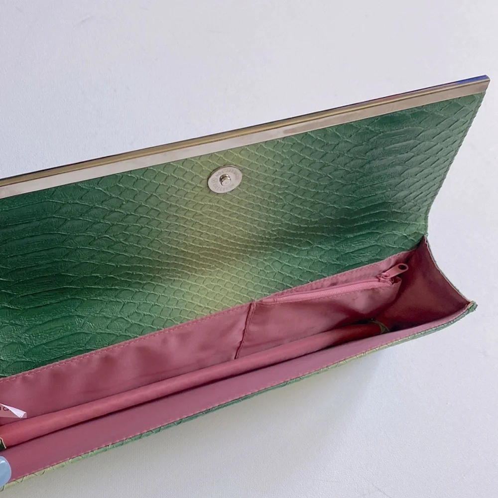 Python‎ asymmetrical green ombré clutch purse